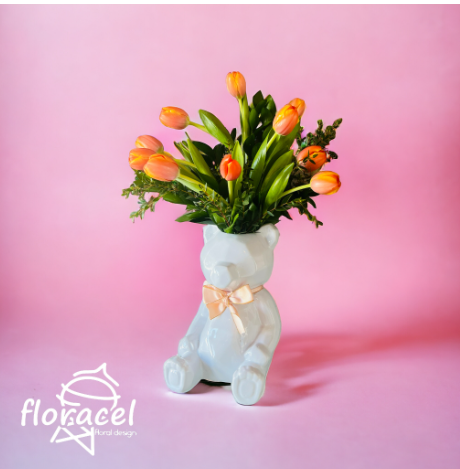 Osito con tulipán