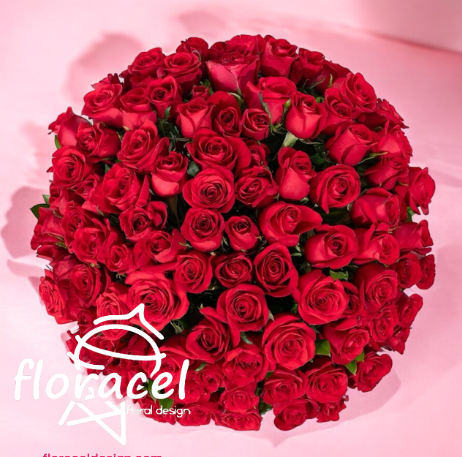 Cilindro de 100 rosas rojas