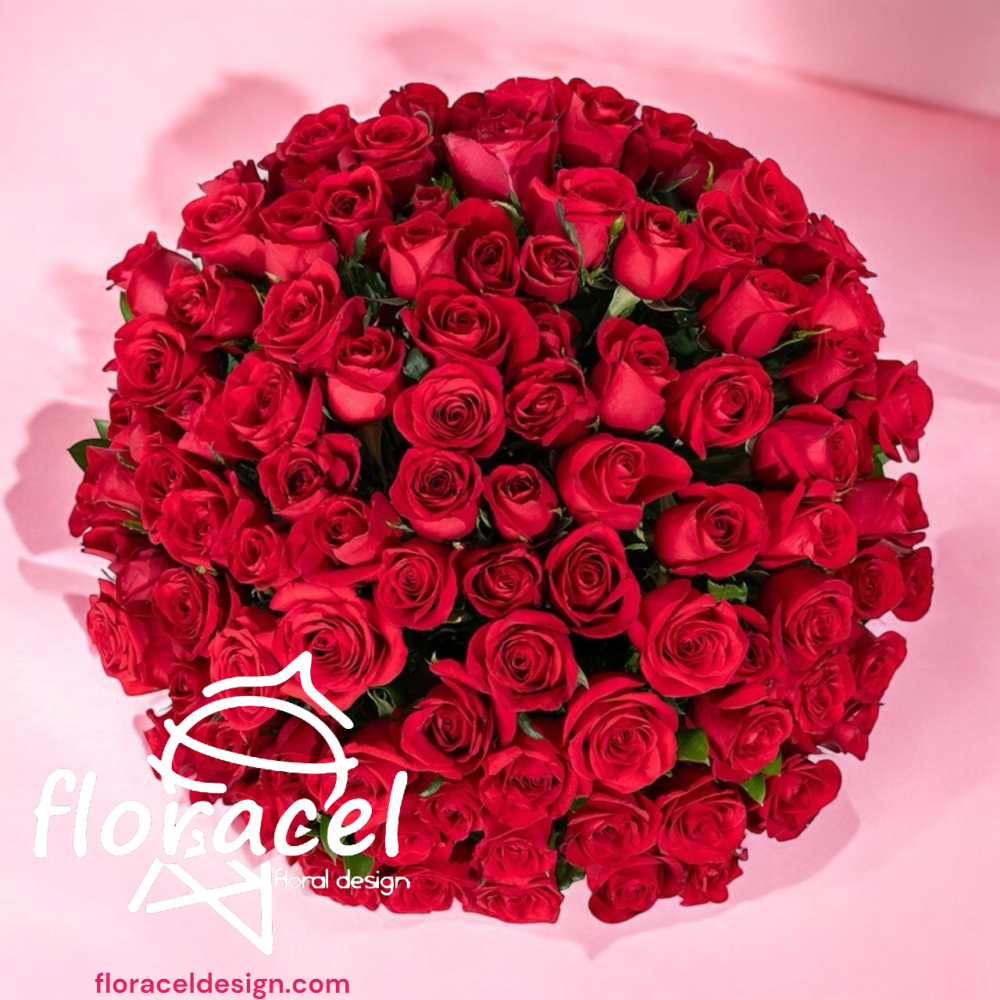 Cilindro de 100 rosas fiusha - Imagen 2